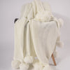 White pompon knitting blanket