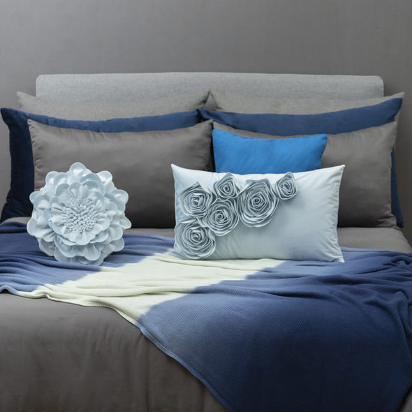 3D Handmade Velvet Rose Flower Throw Pillow Case