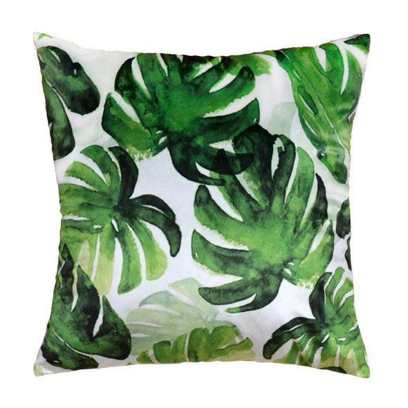 Velvet Print Tropical Plants Palm Leaf Pillow Case